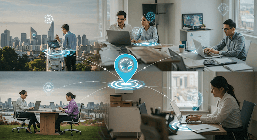 Teammates in Different Locations Collaborating Virtually